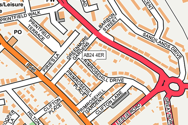 AB24 4ER map - OS OpenMap – Local (Ordnance Survey)