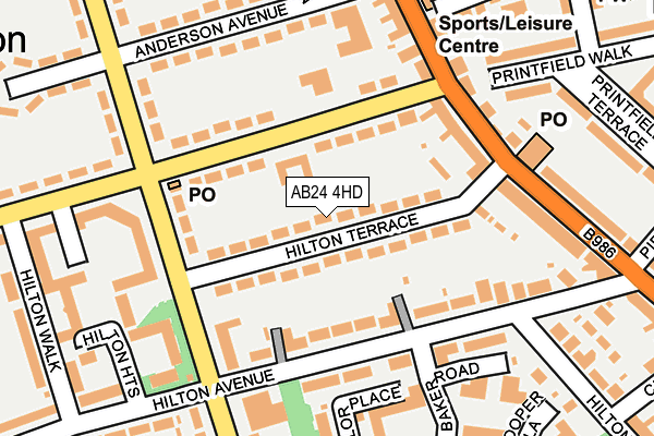 AB24 4HD map - OS OpenMap – Local (Ordnance Survey)