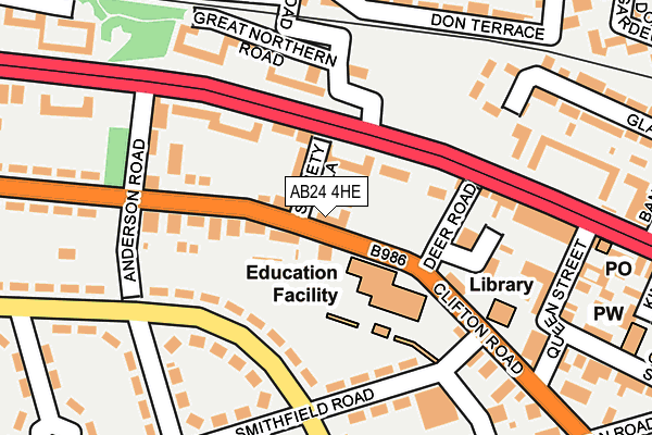 AB24 4HE map - OS OpenMap – Local (Ordnance Survey)