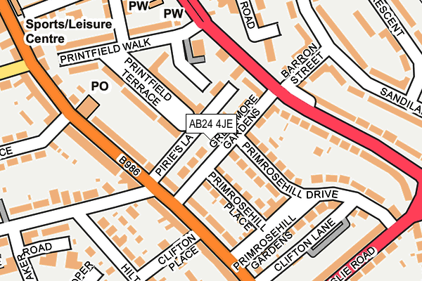 AB24 4JE map - OS OpenMap – Local (Ordnance Survey)