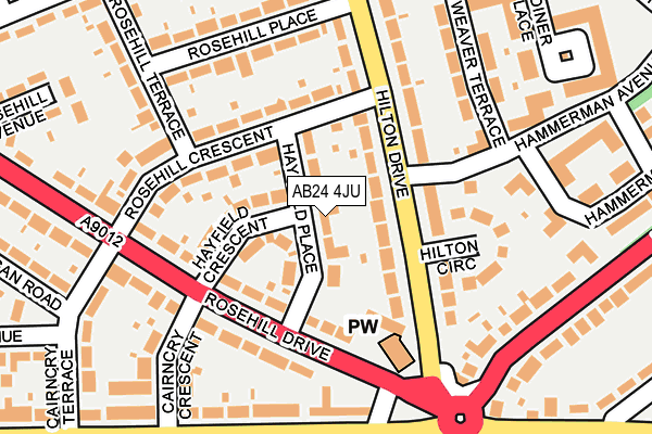 AB24 4JU map - OS OpenMap – Local (Ordnance Survey)