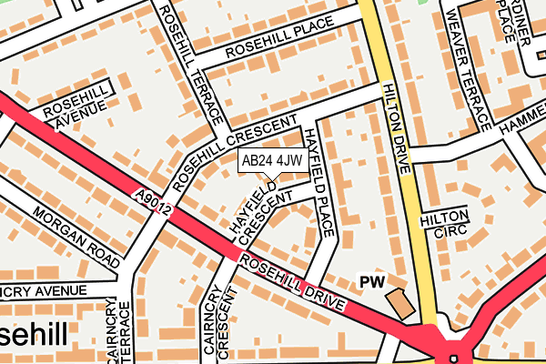 AB24 4JW map - OS OpenMap – Local (Ordnance Survey)