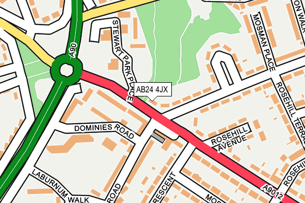 AB24 4JX map - OS OpenMap – Local (Ordnance Survey)