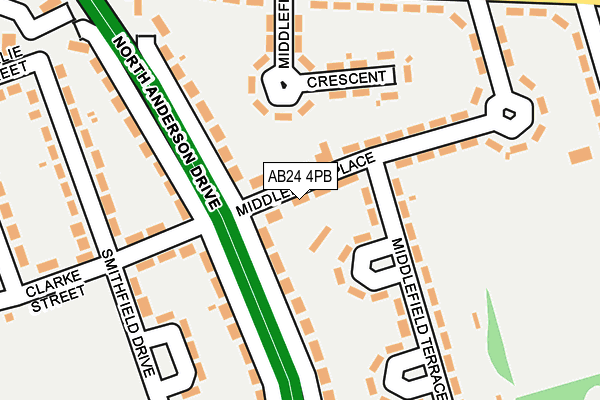 AB24 4PB map - OS OpenMap – Local (Ordnance Survey)