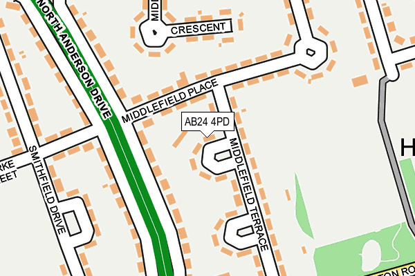 AB24 4PD map - OS OpenMap – Local (Ordnance Survey)