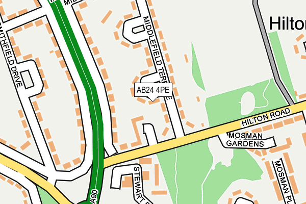 AB24 4PE map - OS OpenMap – Local (Ordnance Survey)