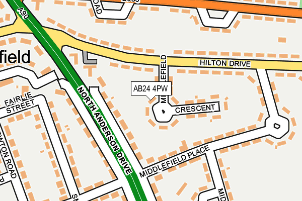 AB24 4PW map - OS OpenMap – Local (Ordnance Survey)