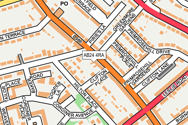 AB24 4RA map - OS OpenMap – Local (Ordnance Survey)