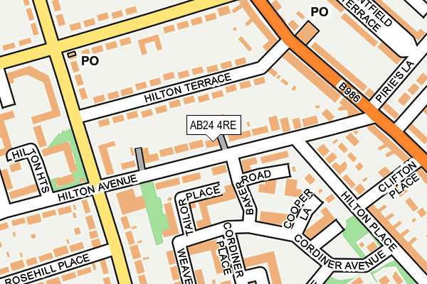 AB24 4RE map - OS OpenMap – Local (Ordnance Survey)