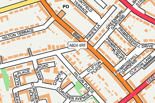 AB24 4RF map - OS OpenMap – Local (Ordnance Survey)
