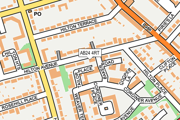 AB24 4RT map - OS OpenMap – Local (Ordnance Survey)