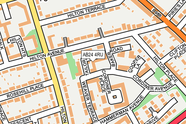 AB24 4RU map - OS OpenMap – Local (Ordnance Survey)