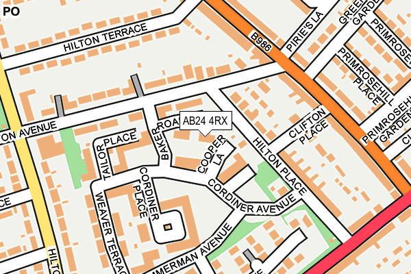 AB24 4RX map - OS OpenMap – Local (Ordnance Survey)