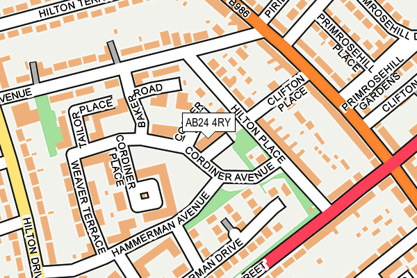 AB24 4RY map - OS OpenMap – Local (Ordnance Survey)
