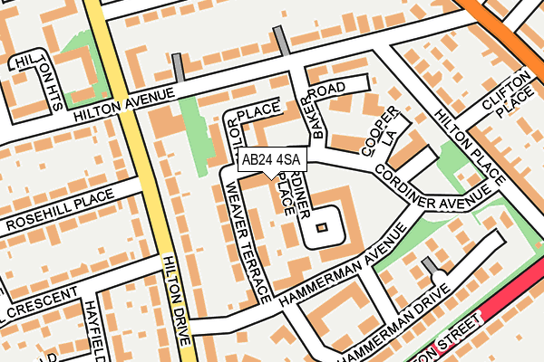 AB24 4SA map - OS OpenMap – Local (Ordnance Survey)