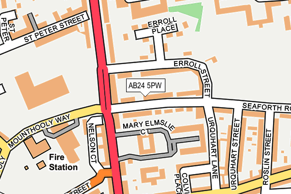 AB24 5PW map - OS OpenMap – Local (Ordnance Survey)