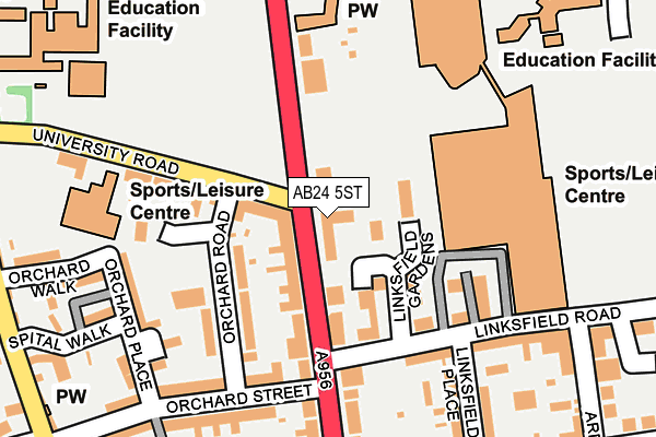 AB24 5ST map - OS OpenMap – Local (Ordnance Survey)