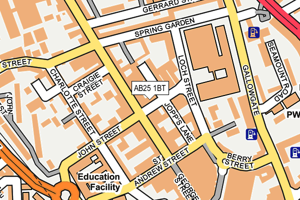 AB25 1BT map - OS OpenMap – Local (Ordnance Survey)