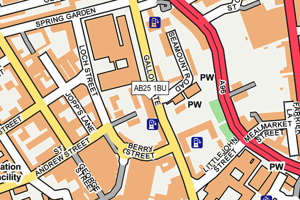 AB25 1BU map - OS OpenMap – Local (Ordnance Survey)