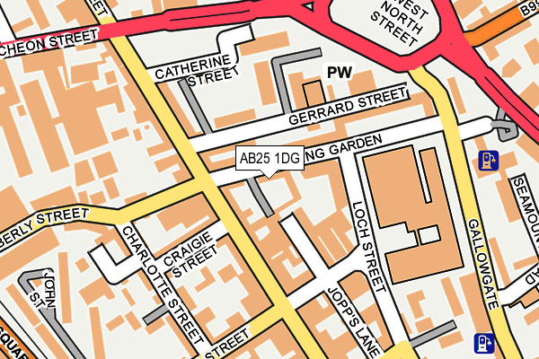 AB25 1DG map - OS OpenMap – Local (Ordnance Survey)