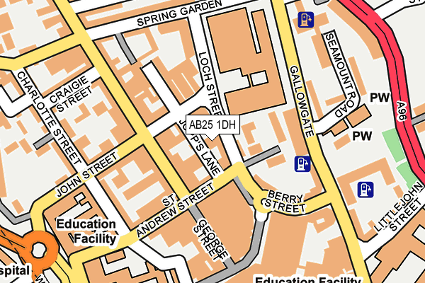 AB25 1DH map - OS OpenMap – Local (Ordnance Survey)