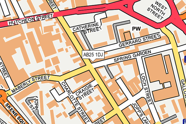 AB25 1DJ map - OS OpenMap – Local (Ordnance Survey)