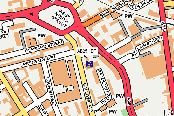 AB25 1DT map - OS OpenMap – Local (Ordnance Survey)