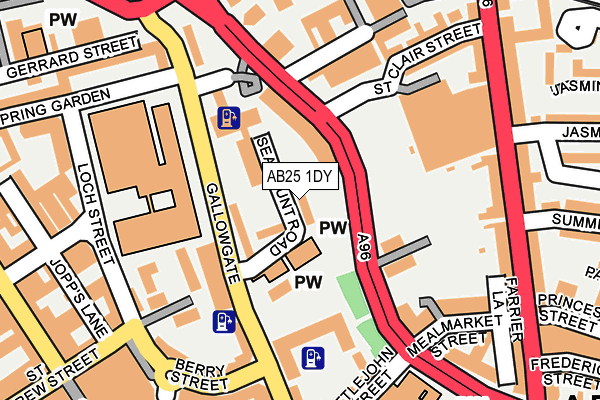 AB25 1DY map - OS OpenMap – Local (Ordnance Survey)