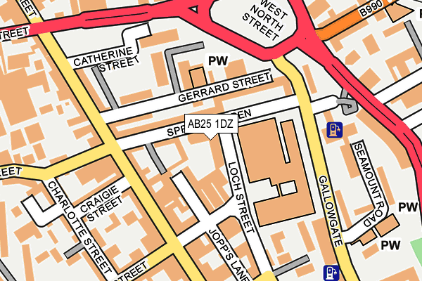 AB25 1DZ map - OS OpenMap – Local (Ordnance Survey)