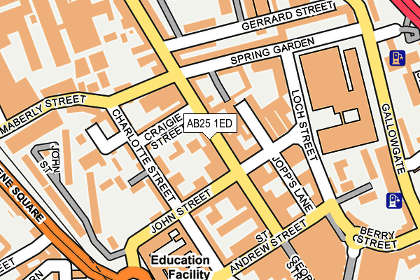 AB25 1ED map - OS OpenMap – Local (Ordnance Survey)