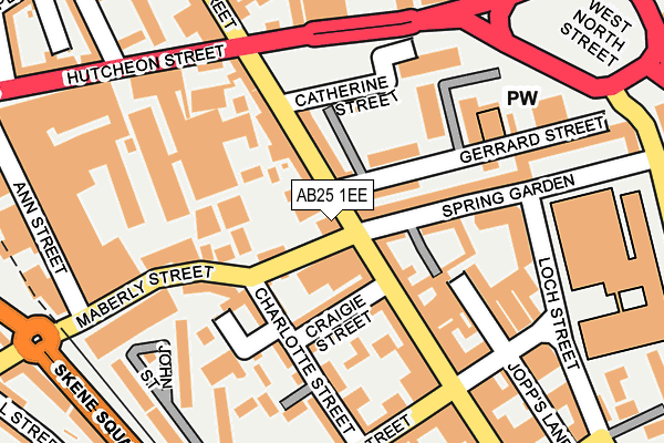 AB25 1EE map - OS OpenMap – Local (Ordnance Survey)