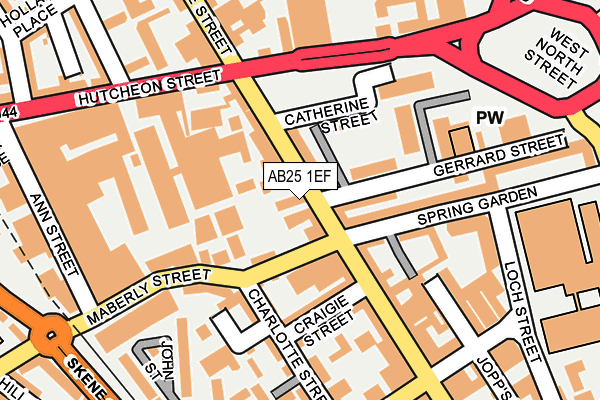 AB25 1EF map - OS OpenMap – Local (Ordnance Survey)