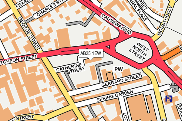 AB25 1EW map - OS OpenMap – Local (Ordnance Survey)