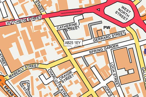 AB25 1EY map - OS OpenMap – Local (Ordnance Survey)