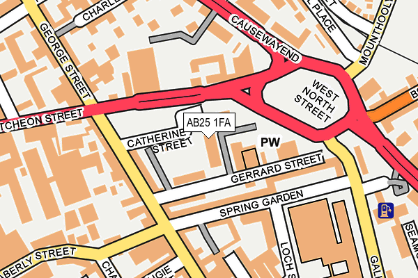 AB25 1FA map - OS OpenMap – Local (Ordnance Survey)