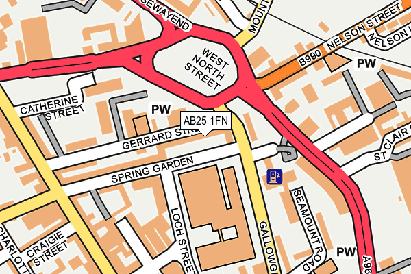 AB25 1FN map - OS OpenMap – Local (Ordnance Survey)