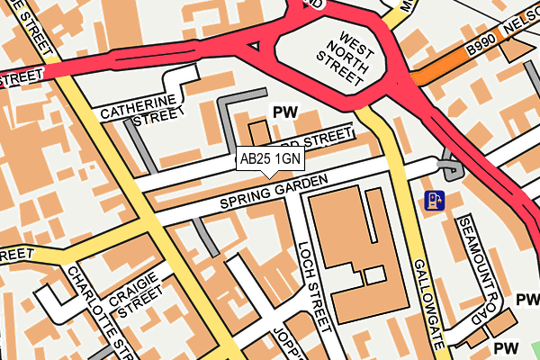 AB25 1GN map - OS OpenMap – Local (Ordnance Survey)