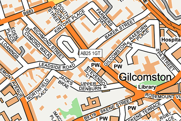 AB25 1GT map - OS OpenMap – Local (Ordnance Survey)