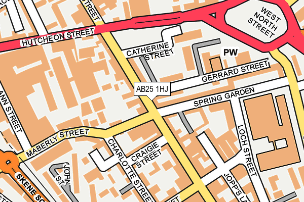 AB25 1HJ map - OS OpenMap – Local (Ordnance Survey)