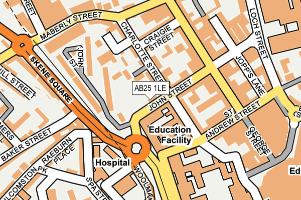 AB25 1LE map - OS OpenMap – Local (Ordnance Survey)