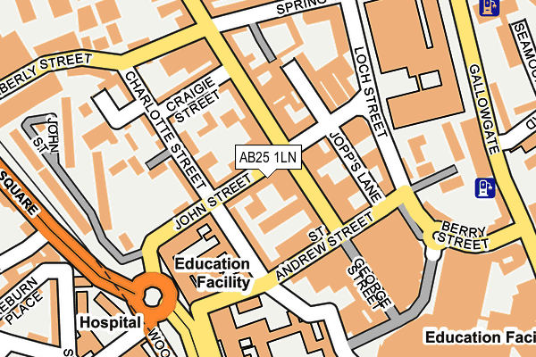 AB25 1LN map - OS OpenMap – Local (Ordnance Survey)