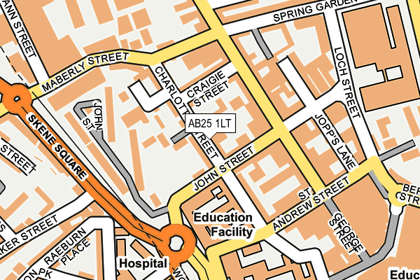 AB25 1LT map - OS OpenMap – Local (Ordnance Survey)