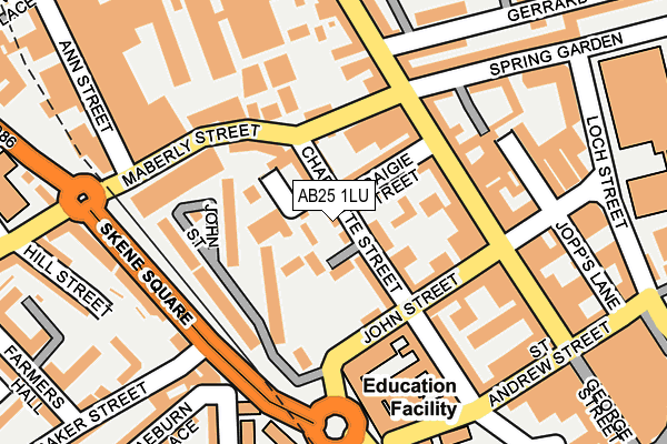 AB25 1LU map - OS OpenMap – Local (Ordnance Survey)