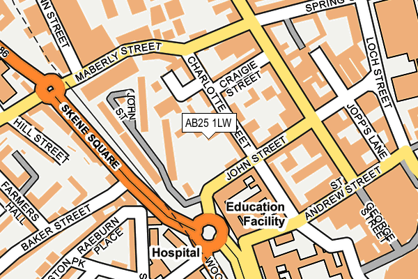AB25 1LW map - OS OpenMap – Local (Ordnance Survey)