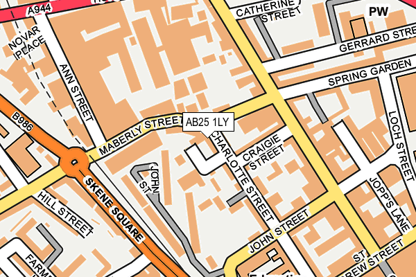 AB25 1LY map - OS OpenMap – Local (Ordnance Survey)