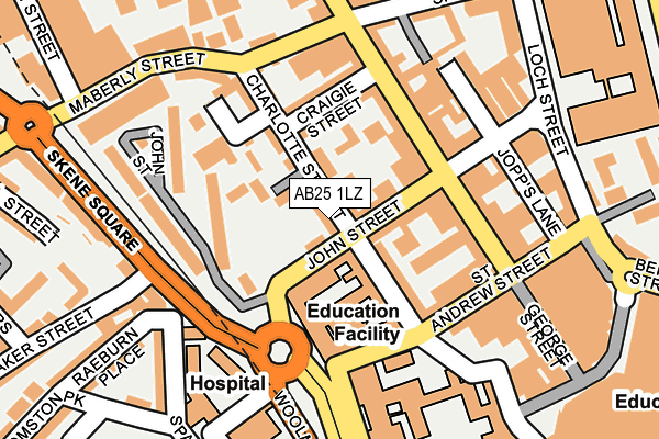 AB25 1LZ map - OS OpenMap – Local (Ordnance Survey)