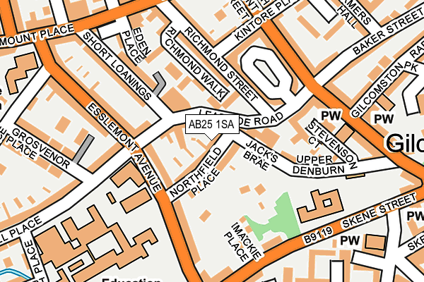 AB25 1SA map - OS OpenMap – Local (Ordnance Survey)
