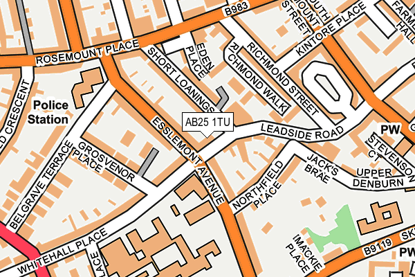 AB25 1TU map - OS OpenMap – Local (Ordnance Survey)