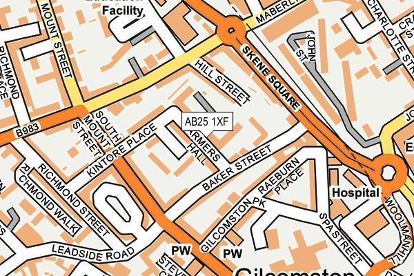 AB25 1XF map - OS OpenMap – Local (Ordnance Survey)