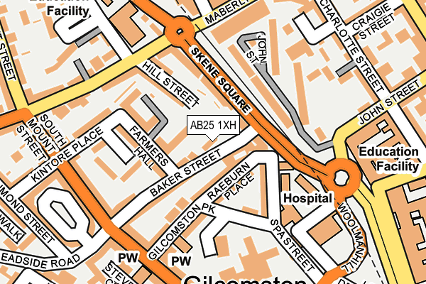 AB25 1XH map - OS OpenMap – Local (Ordnance Survey)